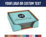 Square Leather Coaster Set with Engraved Custom Logo - The Lasercraft Co.