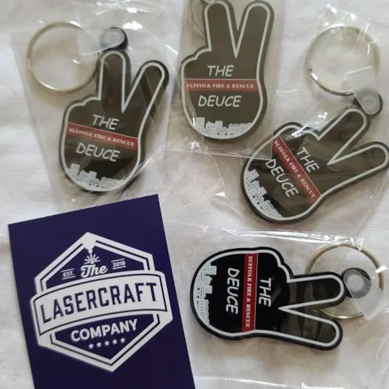 The Deuce Suffolk Fire & Rescue keychains individually bagged
