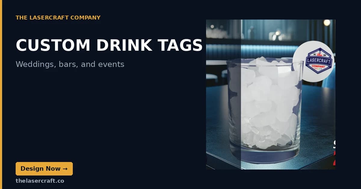 Custom acrylic drink tags for weddings and events