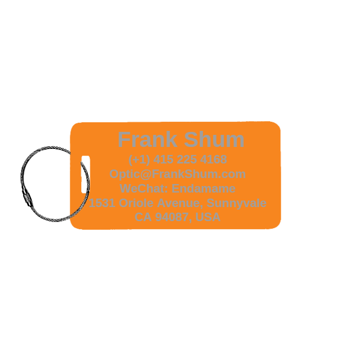 Custom Metal Luggage Tag Personalized with Logo or Custom Text