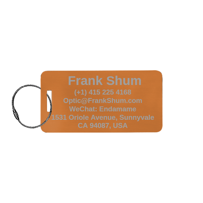 Custom Metal Luggage Tag Personalized with Logo or Custom Text