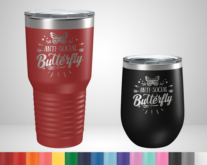 Antisocial Butterfly Graphic Tumbler - The Lasercraft Co.