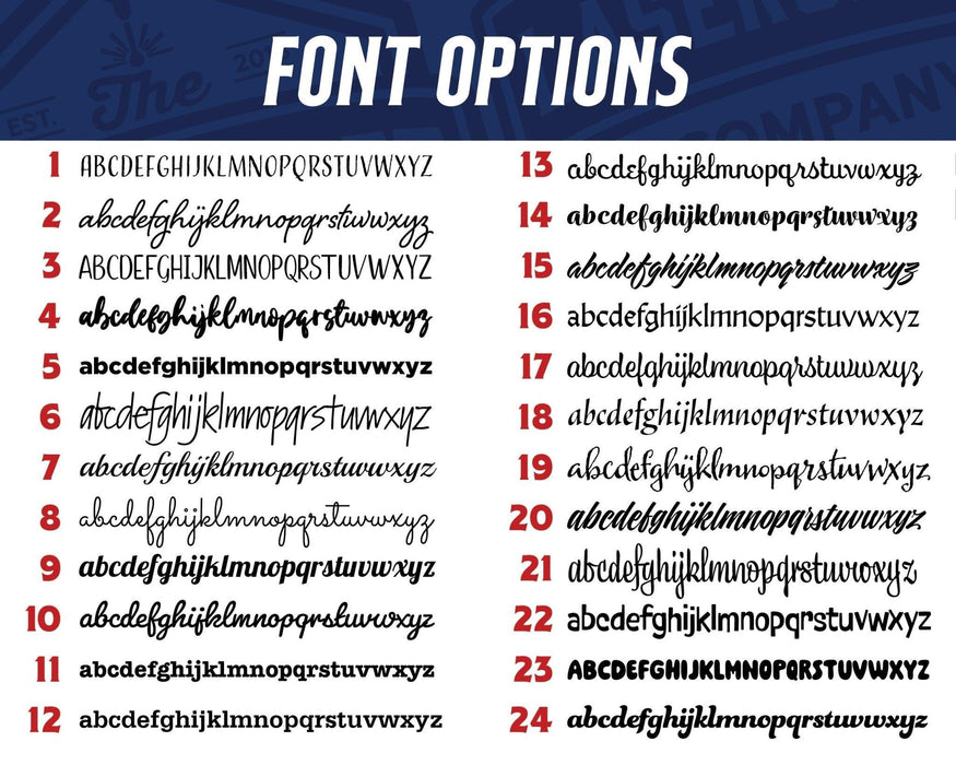 a large set of font options for different types of font