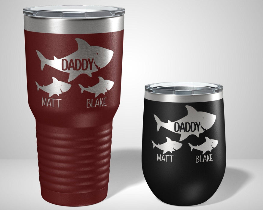 Daddy Shark Baby Shark Graphic Tumbler - The Lasercraft Co.