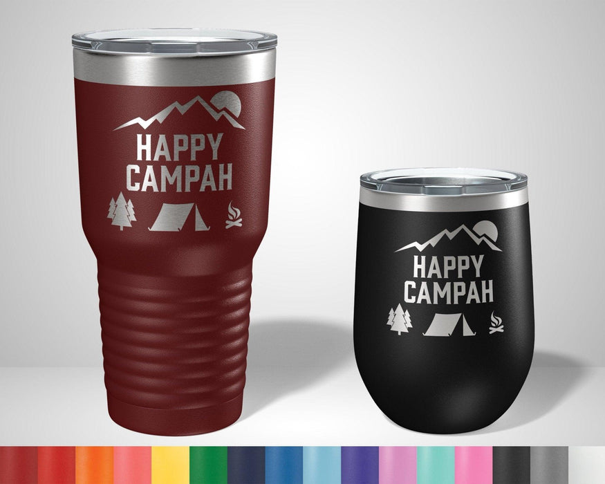 Happy Campah New England Graphic Tumbler - The Lasercraft Co.