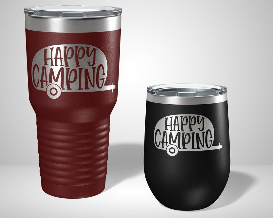 Happy Camping Graphic Tumbler - The Lasercraft Co.