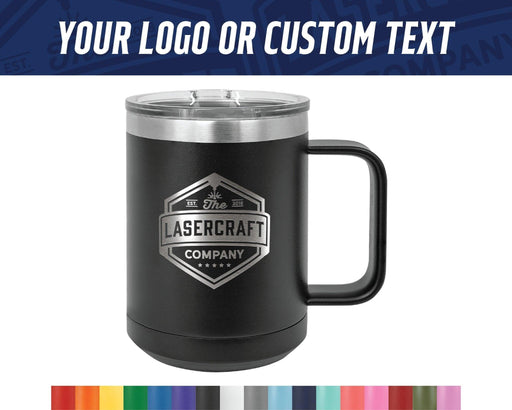 Personalized 15oz Tumbler with handle with custom logo or artwork - The Lasercraft Co.