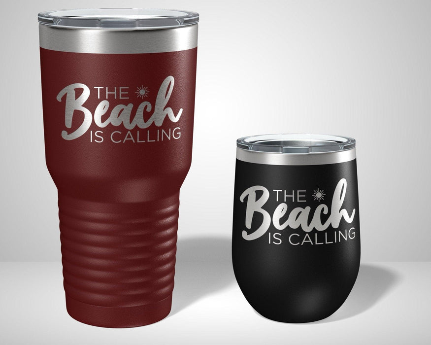 The Beach is Calling personalized vacation Graphic Tumbler - The Lasercraft Co.