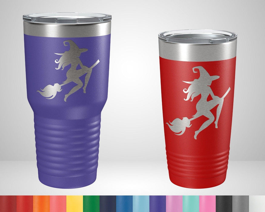 Witch on Broom Stick Graphic Tumbler - The Lasercraft Co.