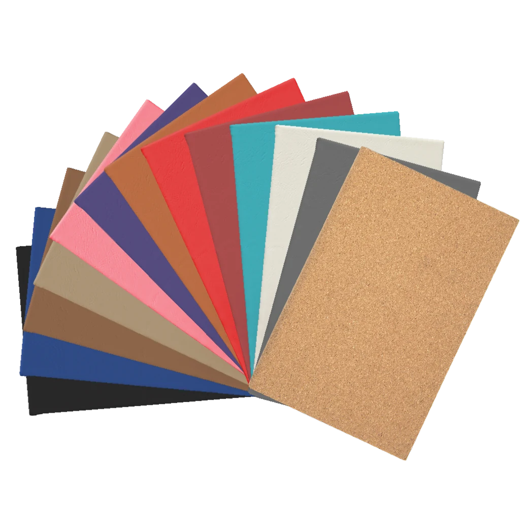 Custom laser engraved and UV printed vegan leather journals